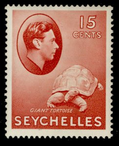 SEYCHELLES GVI SG139a, 15c brown-carmine, M MINT. Cat £28. CHALKY