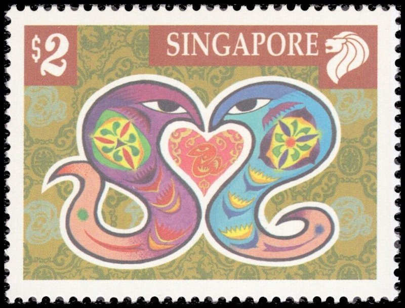 Singapore 2001 Sc 964-965 Holiday Chinese New Year Snake CV $3