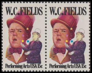 US 1803 Performing Arts W C Fields 15c horz pair MNH 1980