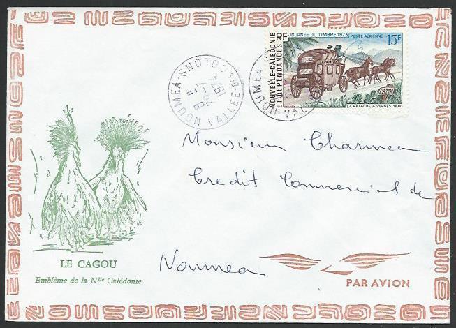 NEW CALEDONIA 1974 local cover NOUMEA / VALLEE DE COLONS violet cds.......59106