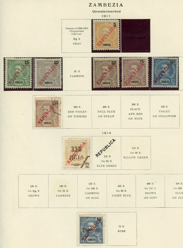 MISCELLANEOUS PORTUGESE COLONIES LOT OF MINT HINGED & USED STAMPS ON PAGES 