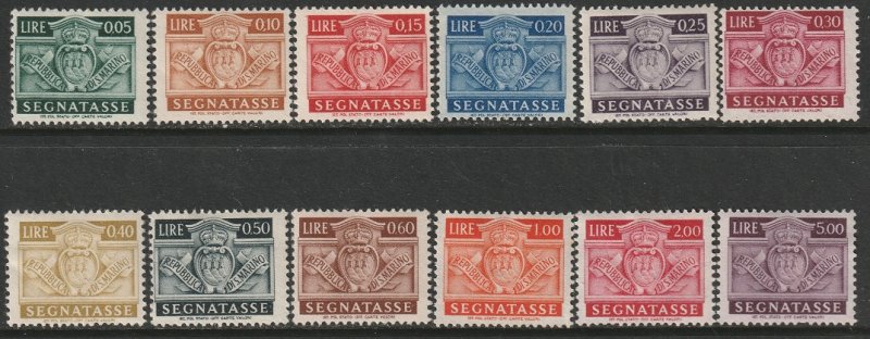 San Marino Sc J65-J76 postage due partial set MH