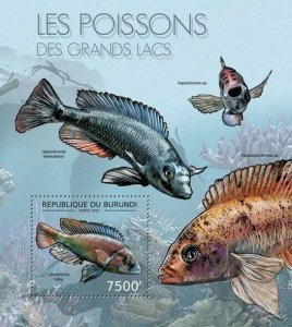 BURUNDI 2012 - Fishes of Great Lakes S/S. Official issues.
