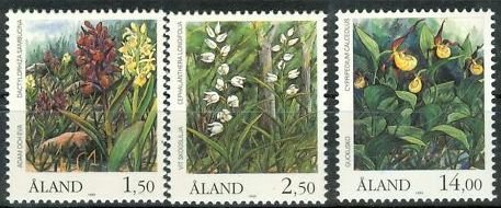 Aland 1989 #35,47,54 MNH. Flowers