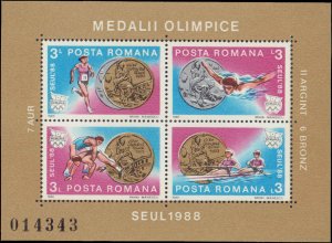 Romania #3537-3538, Complete Set(2), 1988, Space, Olympics, Never Hinged
