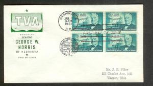 UNITED STATES FDC 4¢ Norris BLOCK 1961 Farnam