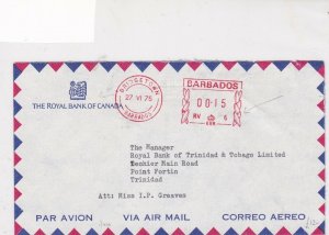 barbados 1975  air mail stamps cover ref 20527