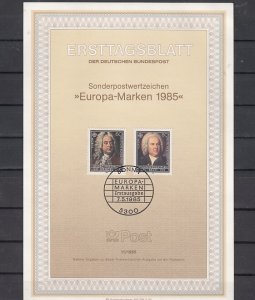 Germany, Scott cat. 1440-41. Composers Bach & Handel. Post Bulletin. w/stamps.