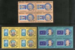 Grenada Grenadines 1985 Mahatma Gandhi India Stamp on Stamps Sc 708-10 BLK/4 MNH