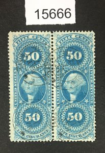 MOMEN: US STAMPS # R58c PAIR USED LOT #15666