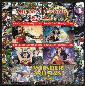 MADAGASCAR 2021 COMIC BOOK HEROES WONDER WOMAN  SHEET MINT NH