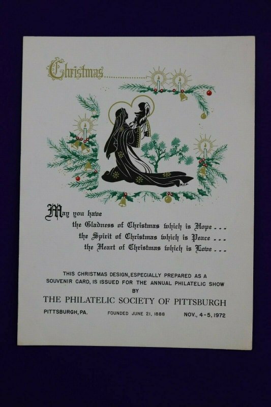 Philatelic Society Pittsburgh PA Christmas 1972 show expo Souvenir card page