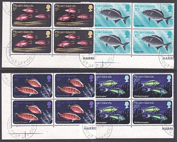 PITCAIRN 1970 Fish set corner blocks of 4 fine used.........................3491