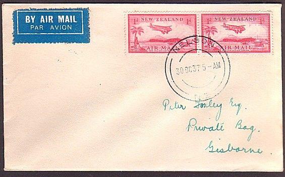 NEW ZEALAND 1937 First flight cover Nelson to Gisborne.....................34875