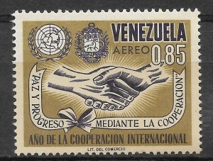 VENEZUELA 1965 YEAR OF INTERNATIONAL COOPERATION HANDS PEACE AND PROGRESS MNH