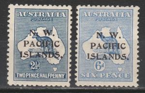 NWPI NEW GUINEA 1915 KANGAROO 21/2D AND 6D 1ST WMK TYPE C