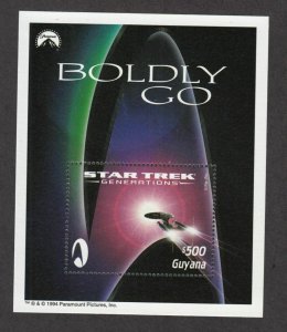 1994 Star Trek Generations souvenir sheet BOLDLY GO $500 MNH stamp, Guyana