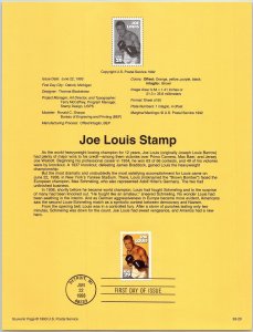 USPS SOUVENIR PAGE JOE LOUIS WORLD HEAVYWEIGHT CHAMPION BOXER 1993