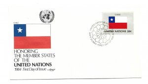 United Nations #436 Flag Series 1984, Chile Artmaster  FDC