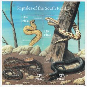 Palau 2014 MNH Reptiles of South Pacific 4v M/S II Snakes Python Copperhead 