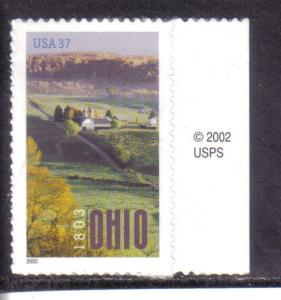  3773 - .37 Ohio Statehood mnh vf.