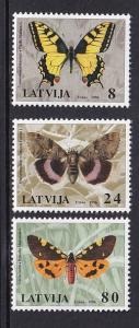 Latvia   #423-425   MNH  1996   butterflies