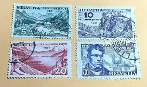 KAPPYSSTAMPS SWITZERLAND #B57-60 1931 ALEXANDRE VINET COMPLETE USED GS0468