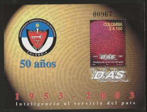 Colombia 2003, Scott 1217, Colombian Intelligence Services, Souvenir Sheet