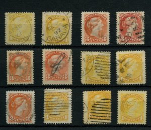 ?Jumbo, & large margin, +well centered, 1&3 cent Small Queen lot used Canada