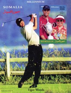 SOMALIA 2000 Tiger Woods and his mother-Millennium S/S Imper