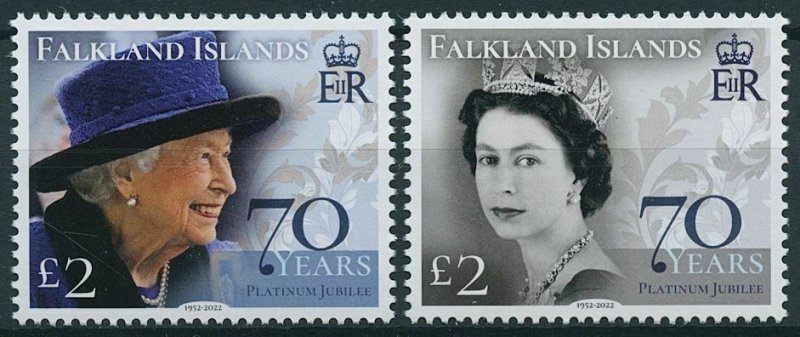 Falkland Isl 2022 MNH Royalty Stamps Queen Elizabeth II Platinum Jubilee 2v Set 