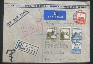 1943 Tel Aviv Palestine Airmail Cover To Lucerne Switzerland KLM