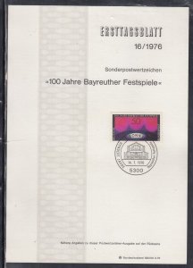 Ersttagsblatt 16/76 Scott 1217  -Bayreuth Festival Centennial