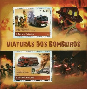 Fire Engines Stamp Firefighters Australia Japan NSW Wagga Wagga S/S MNH #4816