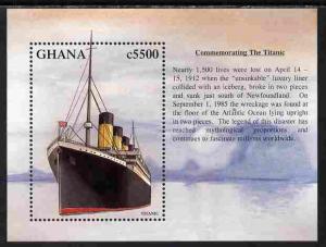 Ghana 1998 Famous Ships - RMS Titanic perf m/sheet unmoun...