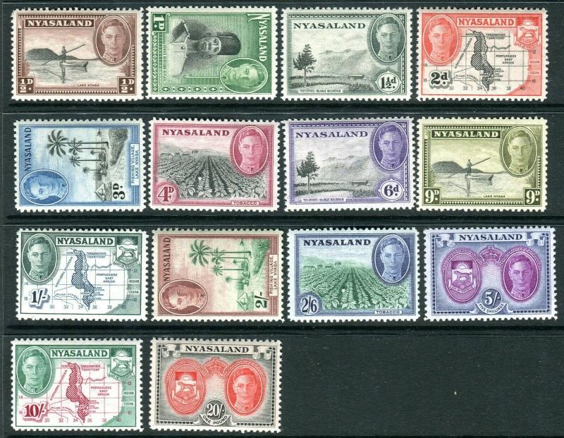 NYASALAND-1945 A Lightly Mounted Mint Set 20/- Sg 144-157 V7171W