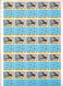 ST LUCIA Aviation Inverted Imperf Cinderella Sheets MNH x 4 (200 Stamps) (You941