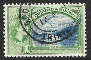 TRINIDAD AND TOBAGO 1953 QE2 1c  FIRST BOCA Pictorial Sc 72 VFU