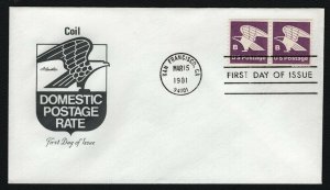 #1820 'B' Eagle-Pair, Artmaster FDC **ANY 5=FREE SHIPPING**
