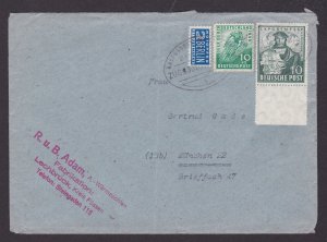GERMANY 1949 American zone, Cover Luchbruck-Munich, Railway cancellation