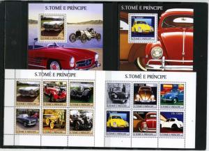 ST.THOMAS & PRINCE ISLANDS 2003  OLD CARS 2 SHEETS OF 6 STAMPS & 2 S/S MNH 