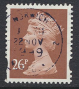 GB  Machin 26p SG Y1691 2 Blue Phosphor bands SC# MH257 Used  1996 details