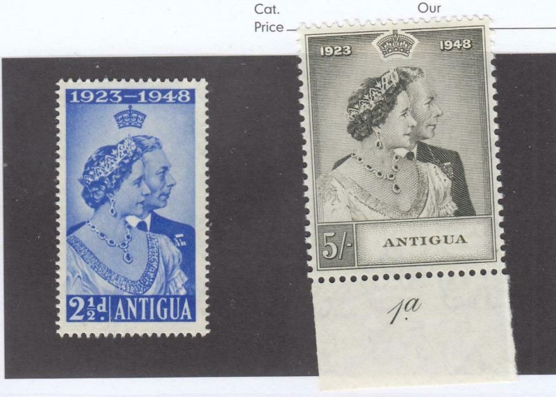 ANTIGUA # 98-99 VF-MLH KGV1 1948 SILVER WEDDING