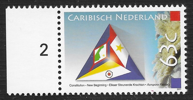 Caribbean Netherlands #2 63c Triangle with Flags ~ MNH