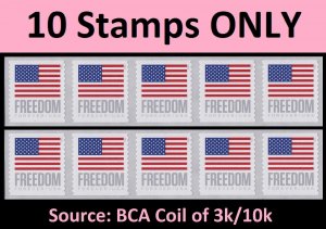 US Flag Freedom forever strip BCA (5x2 stamps from 3k/10k coil) MNH 2023 