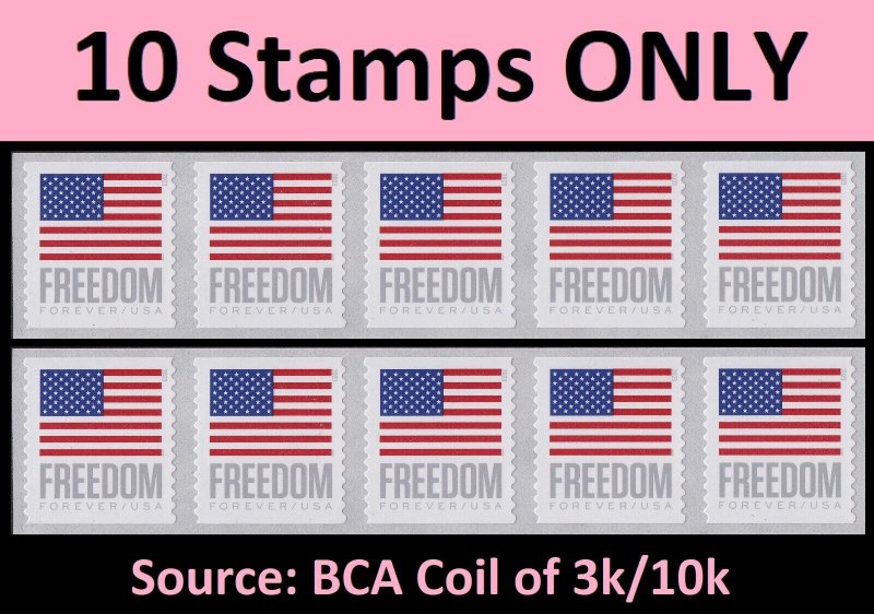 US Flag Freedom forever strip BCA (5x2 stamps from 3k/10k coil) MNH 2023 