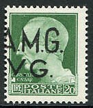 AMG. VG. - Imperiale Lire 20 overprint strongly shifted