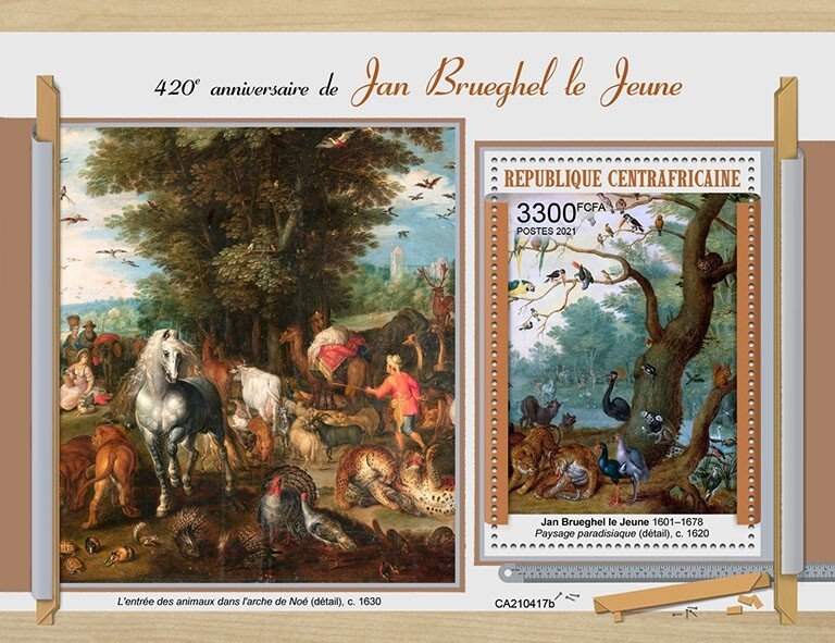 C A R - 2021 - Jan Brueghel the Younger - Perf Souv Sheet - Mint Never Hinged