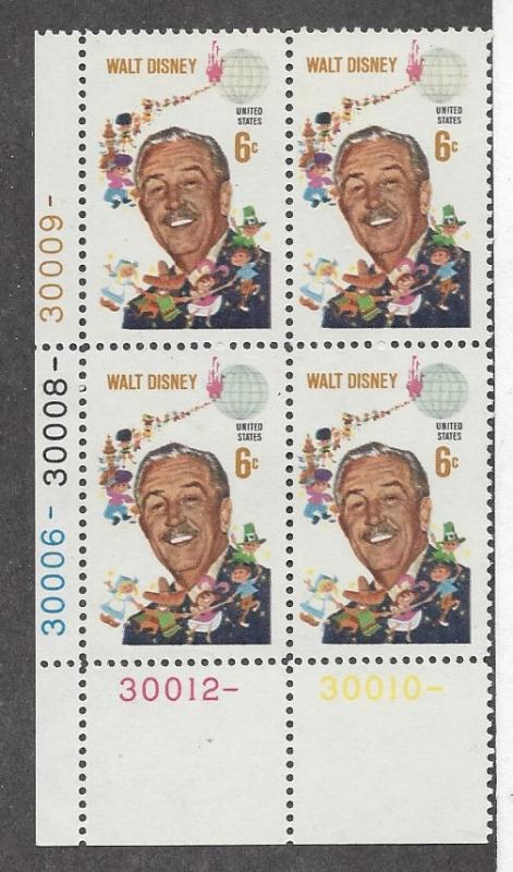 United States, 1355, Walt Disney Plt.Blk of 4 LL, **MNH**