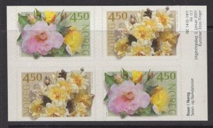 NORWAY SG1395/6 2001 ROSES BOOKLET PANE MNH